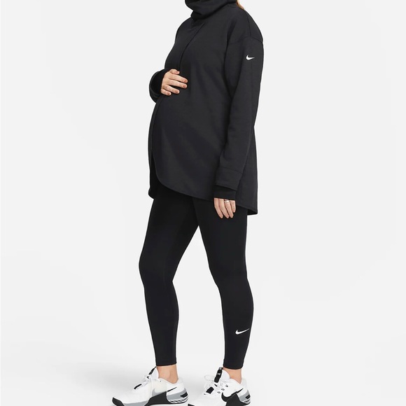 Nike Maternity Reversible Sweatshirt Pullover Top Funnel Neck Nursing Black NEW - Picture 6 of 10